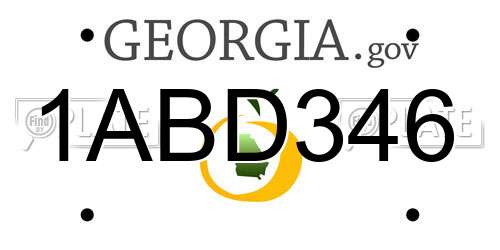 1ABD346 Georgia License Plate