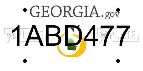 1ABD477 Georgia License Plate