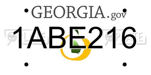 1ABE216 Georgia License Plate