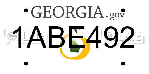 1ABE492 Georgia License Plate