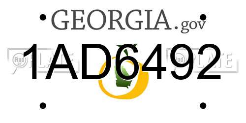 1AD6492 Georgia License Plate