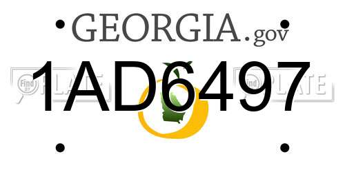 1AD6497 Georgia License Plate
