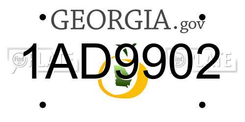 1AD9902 Georgia License Plate