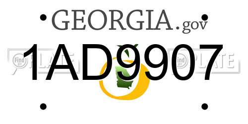 1AD9907 Georgia License Plate