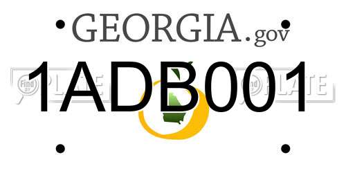 1ADB001 Georgia License Plate