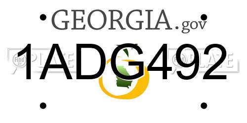 1ADG492 Georgia License Plate