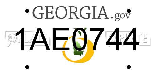 1AE0744 Georgia License Plate