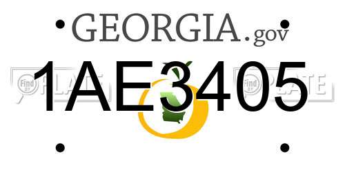 1AE3405 Georgia License Plate