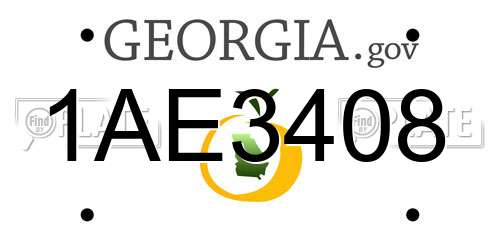 1AE3408 Georgia License Plate