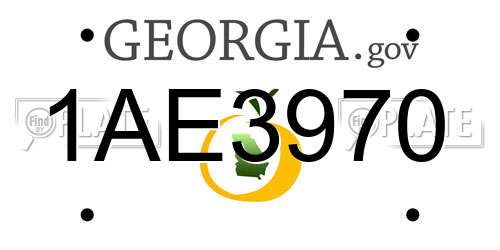 1AE3970 Georgia License Plate