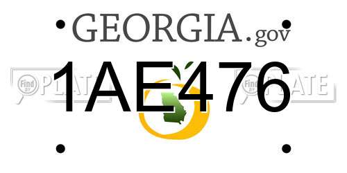 1AE476 Georgia License Plate