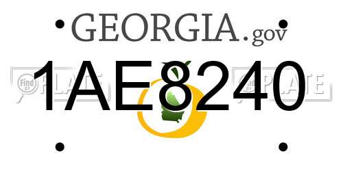 1AE8240 Georgia License Plate