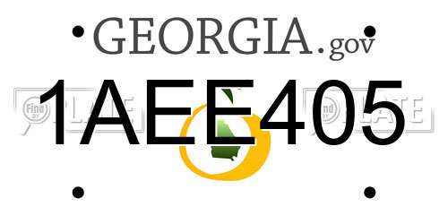 1AEE405 Georgia License Plate