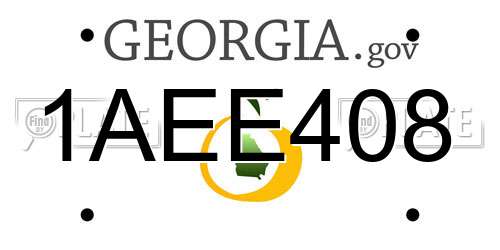 1AEE408 Georgia License Plate