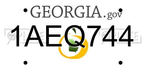 1AEQ744 Georgia License Plate