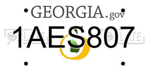 1AES807 Georgia License Plate
