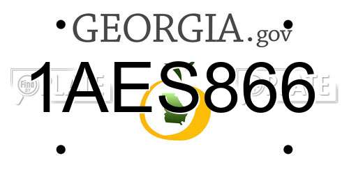 1AES866 Georgia License Plate