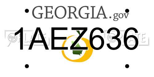 1AEZ636 Georgia License Plate
