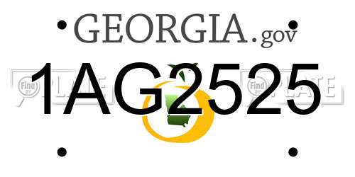 1AG2525 Georgia License Plate