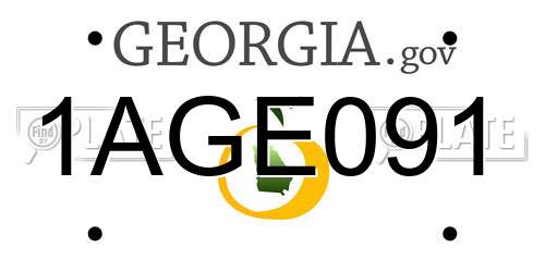 1AGE091 Georgia License Plate