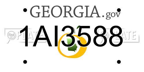1AI3588 Georgia License Plate