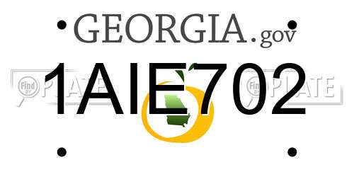 1AIE702 Georgia License Plate
