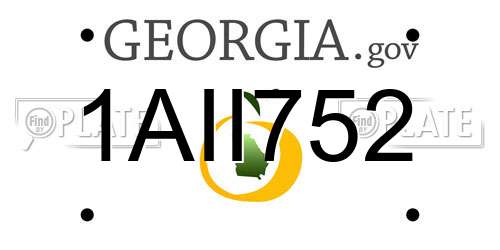 1AII752 Georgia License Plate