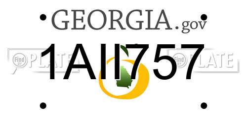 1AII757 Georgia License Plate