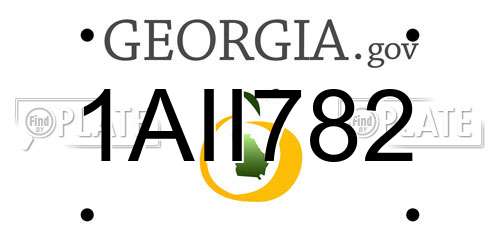1AII782 Georgia License Plate