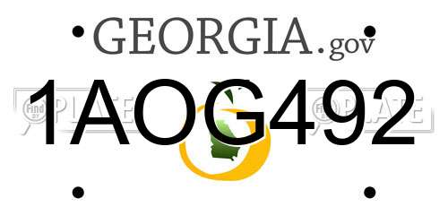 1AOG492 Georgia License Plate