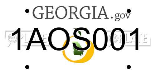 1AOS001 Georgia License Plate