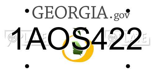 1AOS422 Georgia License Plate