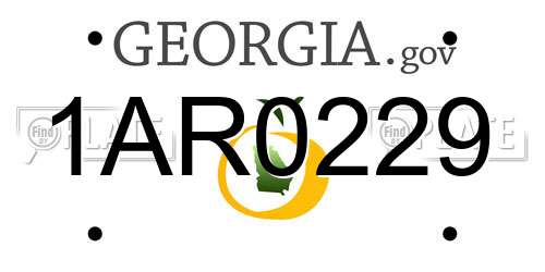 1AR0229 Georgia License Plate