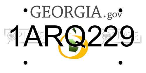 1ARQ229 Georgia License Plate