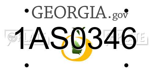 1AS0346 Georgia License Plate