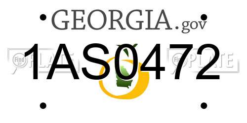 1AS0472 Georgia License Plate