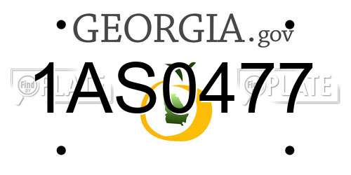 1AS0477 Georgia License Plate