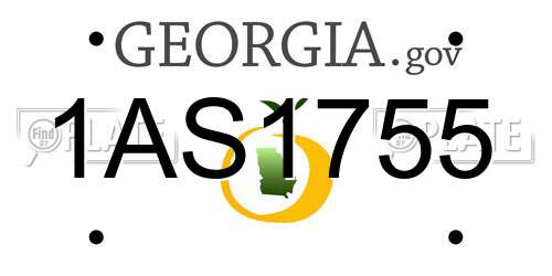 1AS1755 Georgia License Plate