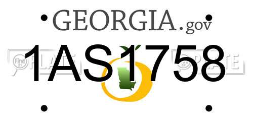 1AS1758 Georgia License Plate