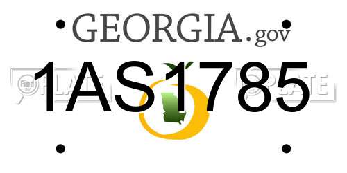 1AS1785 Georgia License Plate