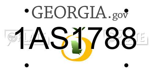 1AS1788 Georgia License Plate