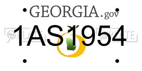 1AS1954 Georgia License Plate