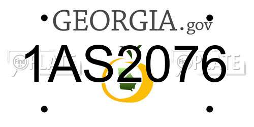 1AS2076 Georgia License Plate