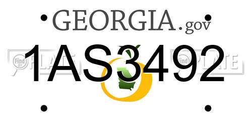 1AS3492 Georgia License Plate