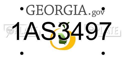 1AS3497 Georgia License Plate