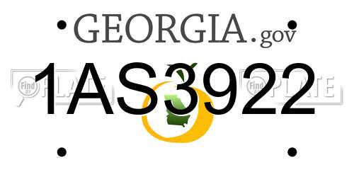 1AS3922 Georgia License Plate
