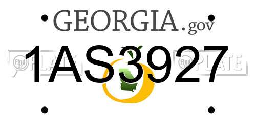 1AS3927 Georgia License Plate