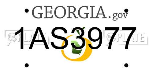 1AS3977 Georgia License Plate
