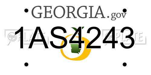1AS4243 Georgia License Plate