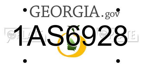 1AS6928 Georgia License Plate
